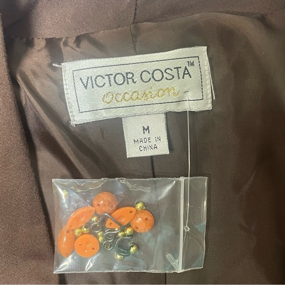 Victor Coastal Brown Jacket with Orange beaded accents Size M. Pre-owned. - Picture 5 of 13